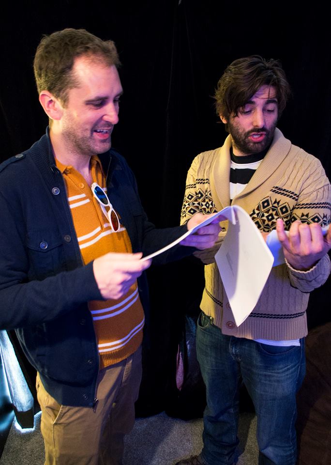 actors Nathan Head & Joe Stacey running through lines for TEARFUL SURRENDER